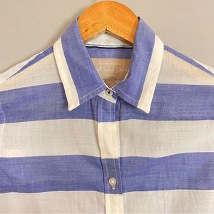 Banana‎ Republic Button-Up Shirt Soft Wash Striped Blue White Women XS Nautical